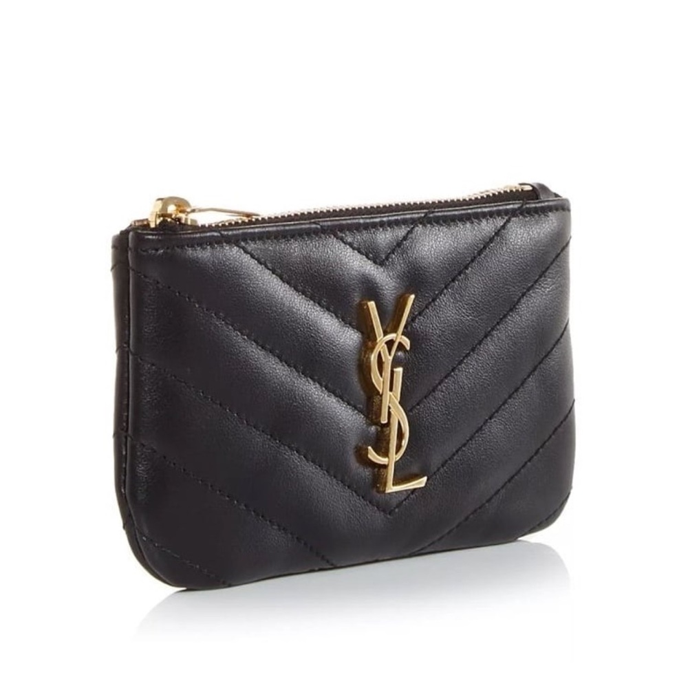 Saint Laurent YSL Monogram Quilted Leather Key Pouch